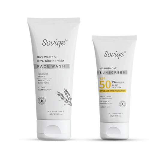 Rice Water Face Wash + Vitamin C+E Sunsceen SPF 50 Combo 160g