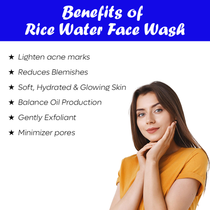 Rice Water Face Wash + Vitamin C+E Sunsceen SPF 50 Combo 160g