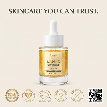 Soviqe Kanak Advanced Face Gel 24K Gold Anti-Ageing Serum with Niacinamide | for Youthful Glow 40ml